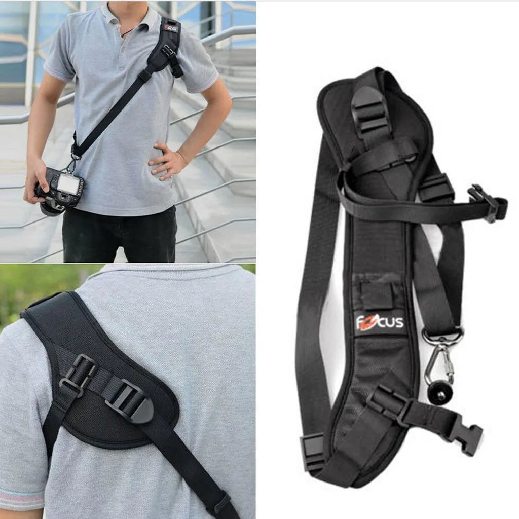 Camera Belt Neck Shoulder Camera Sling Strap with Safety Tether Adjustable Belt for DSLR/SLR Camera