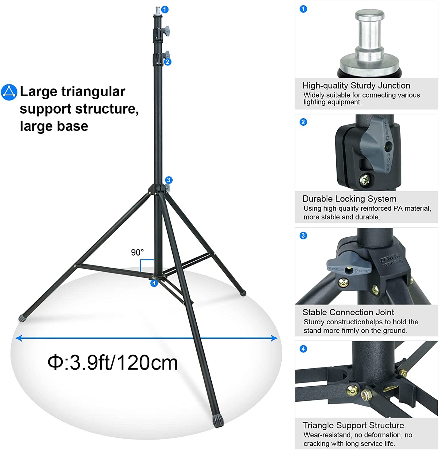Photography Light Tripod 9 Feet Stand for Ring Light, Reflector & More Ideal for Outdoor Indoor Shoots