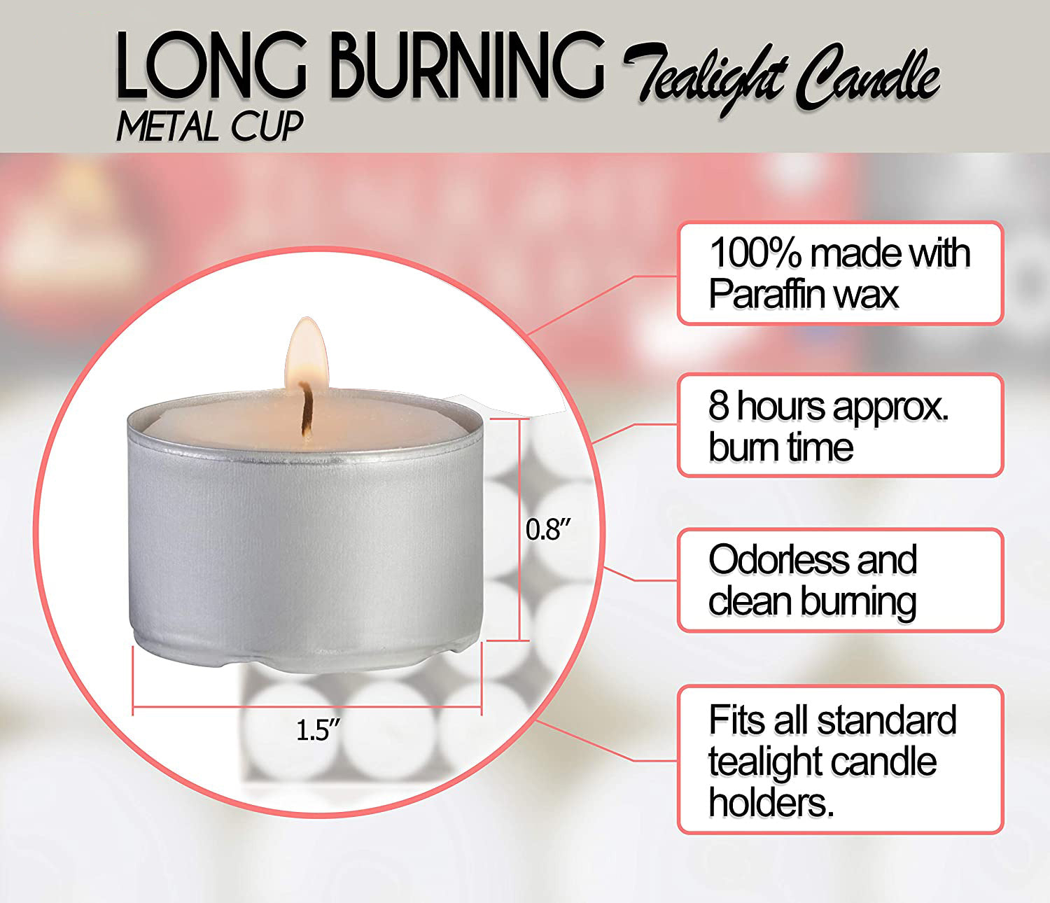 Unscented Tea Lights Candles for Diwali (Pack of 40) (8-9 Hour Burning)