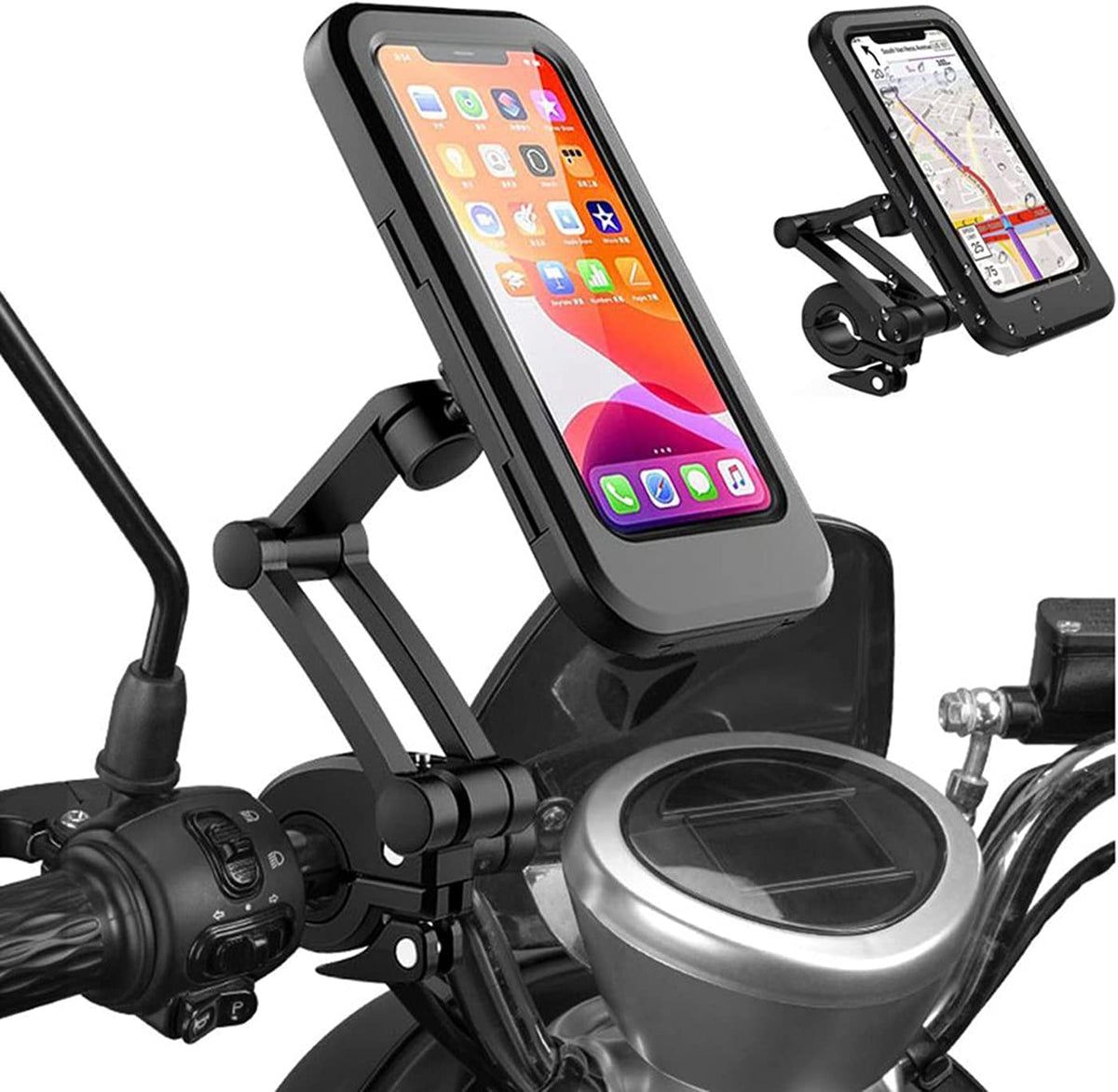 Waterproof Motorcycle Phone Mount With Rain Cover Motorbike Phone Holder  With Sensitive Touchscreen Bicycle Handlebar Phone Holder For Iphone 11 X  Xr Xs 7 8 Galaxy S10 S8 S9 Up To 6 8 Inch