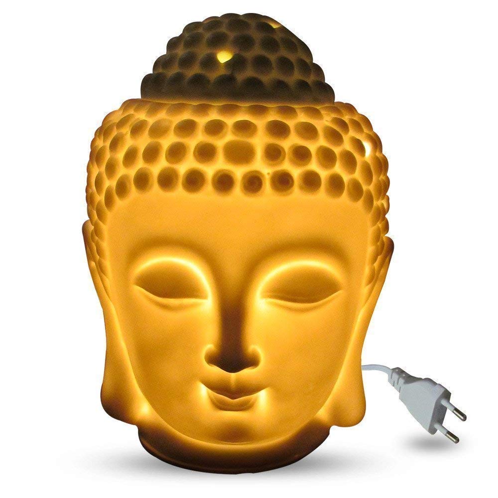 Ceramic Electric Buddha Aroma Diffuser Head Shape Burner with Light Dimmer Switch