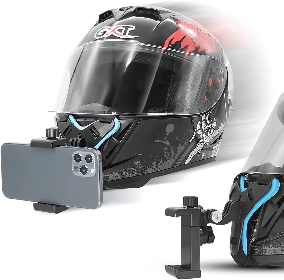 Helmet Chin Strap Mount with Mobile Holder Clip & Screw for All Smart Phones & Go pro Hero (Helmet Mount KIT)