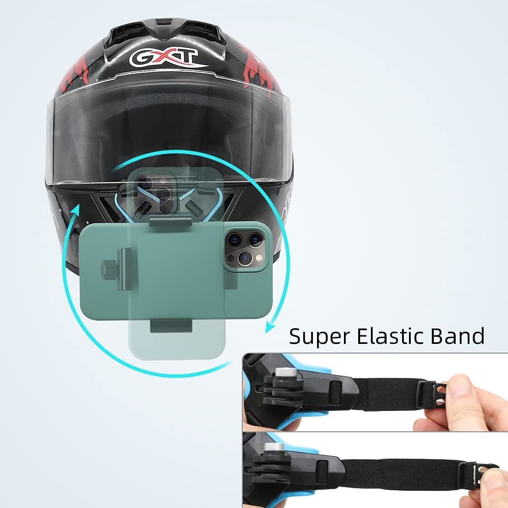 Helmet Chin Strap Mount with Mobile Holder Clip & Screw for All Smart Phones & Go pro Hero (Helmet Mount KIT)