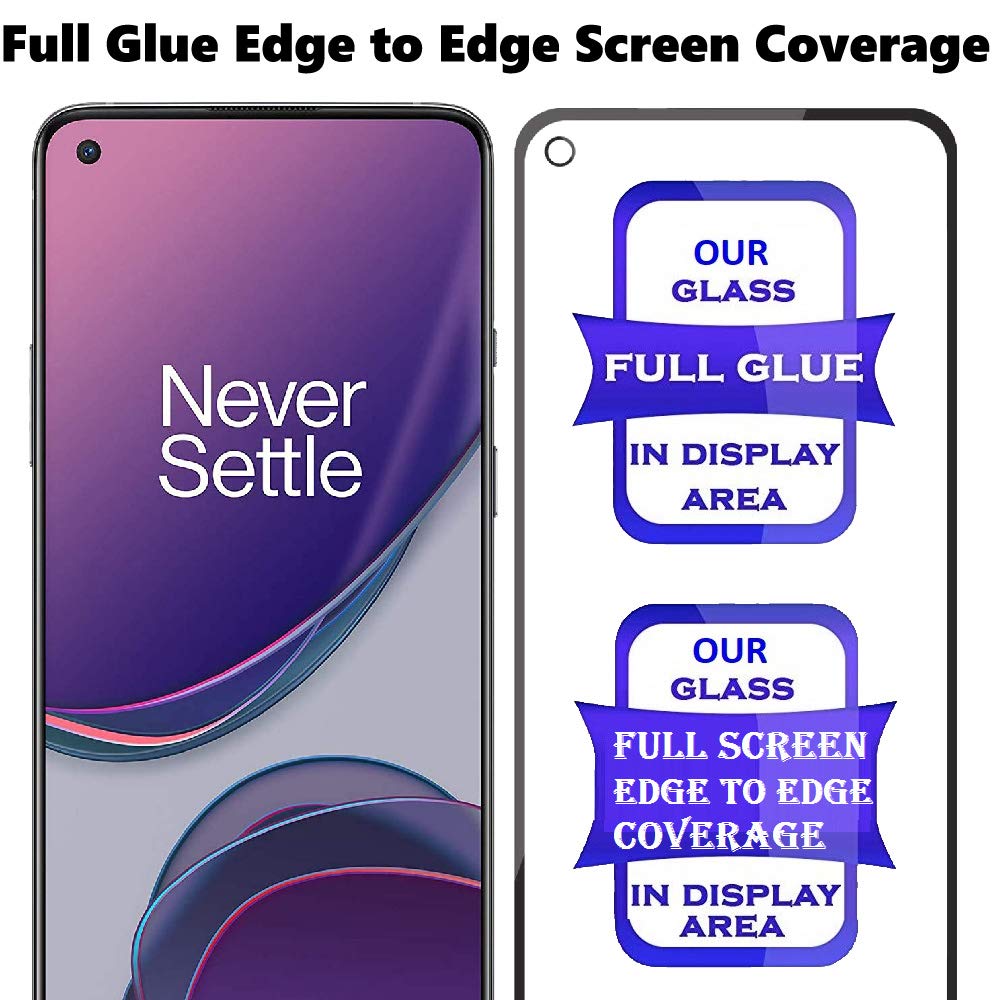 Tempered Glass Screen Protector EDGE to EDGE Full Glue Compatible for One Plus 9, One Plus 9R, One Plus 8T