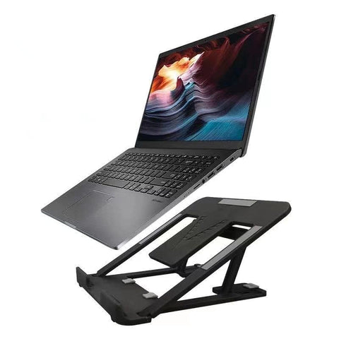 Adjustable Laptop Stand Patented Riser Ventilated (Black) (PVC)