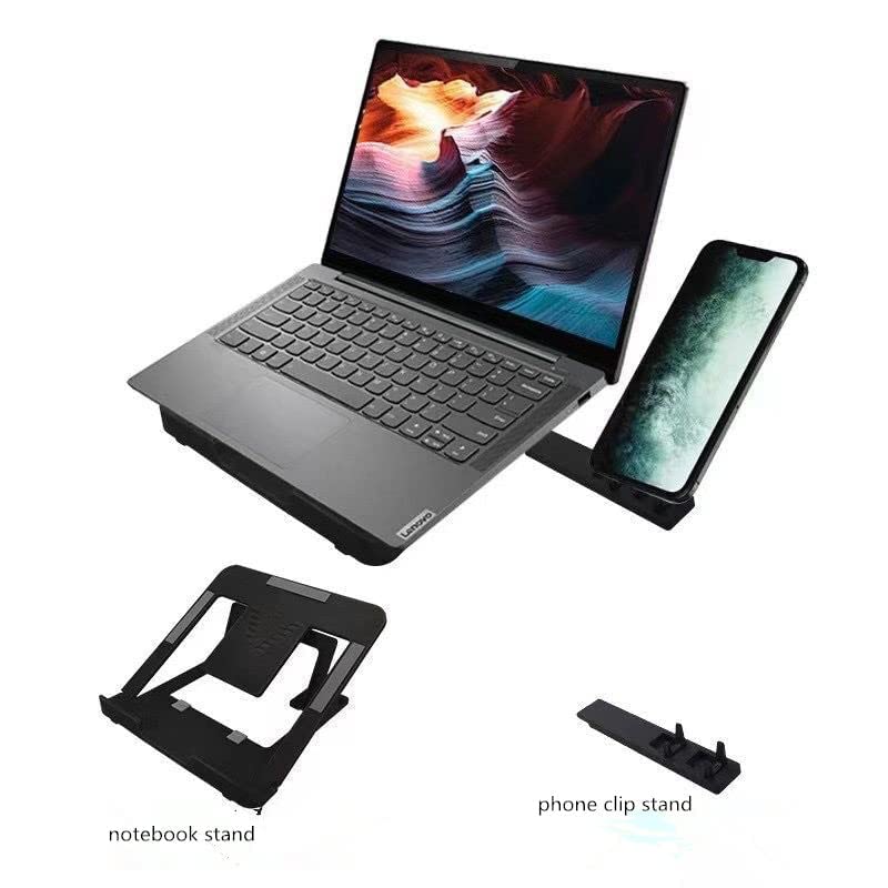 Adjustable Laptop Stand Patented Riser Ventilated (Black) (PVC)