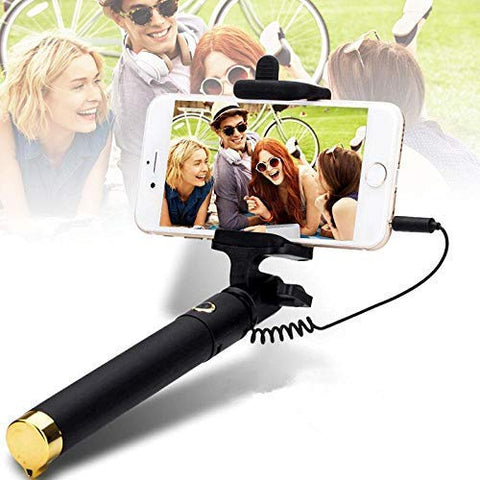 Selfe Stick Compact Pocket Sized Expandable Wired Selfie Stick