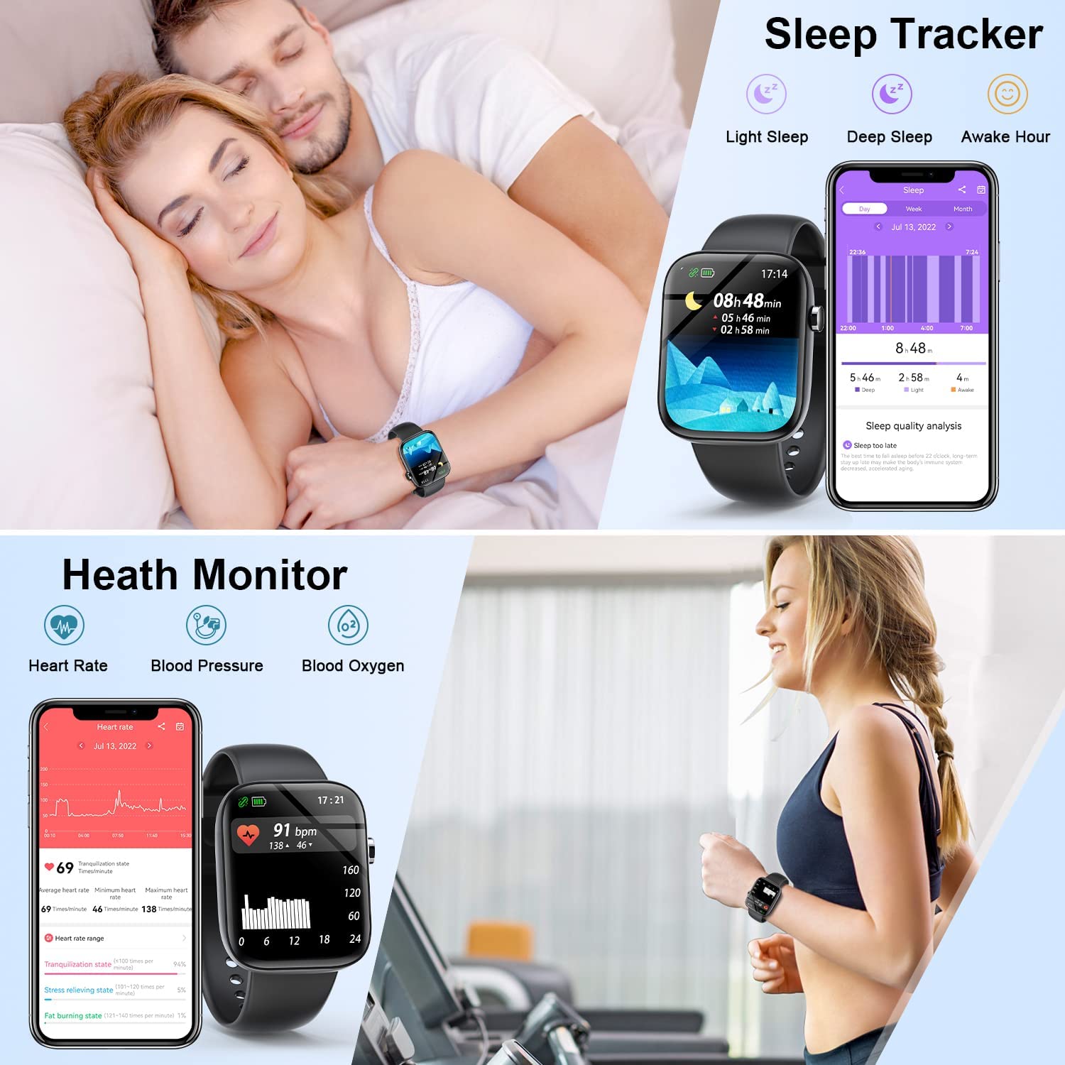 Coku CSW02 Smart Watch 1.85" HD Touch Screen for all Men & Women with Calling Funcation (Black)