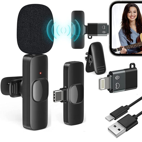 2 in 1 Wireless USB Lavalier Microphone for All Smartphones