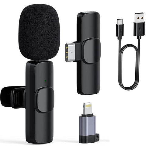 2 in 1 Wireless USB Lavalier Microphone for All Smartphones