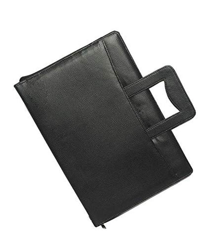 Leatherette Document File Folder with Full Adjustable Handle (Black)