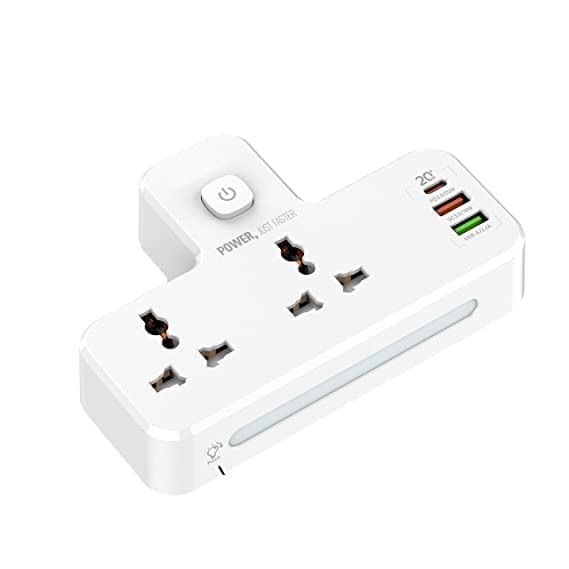 2500W 10A Extension Power Board Strip with USB Ports & 2 Power Socket with Touch Night Lamp