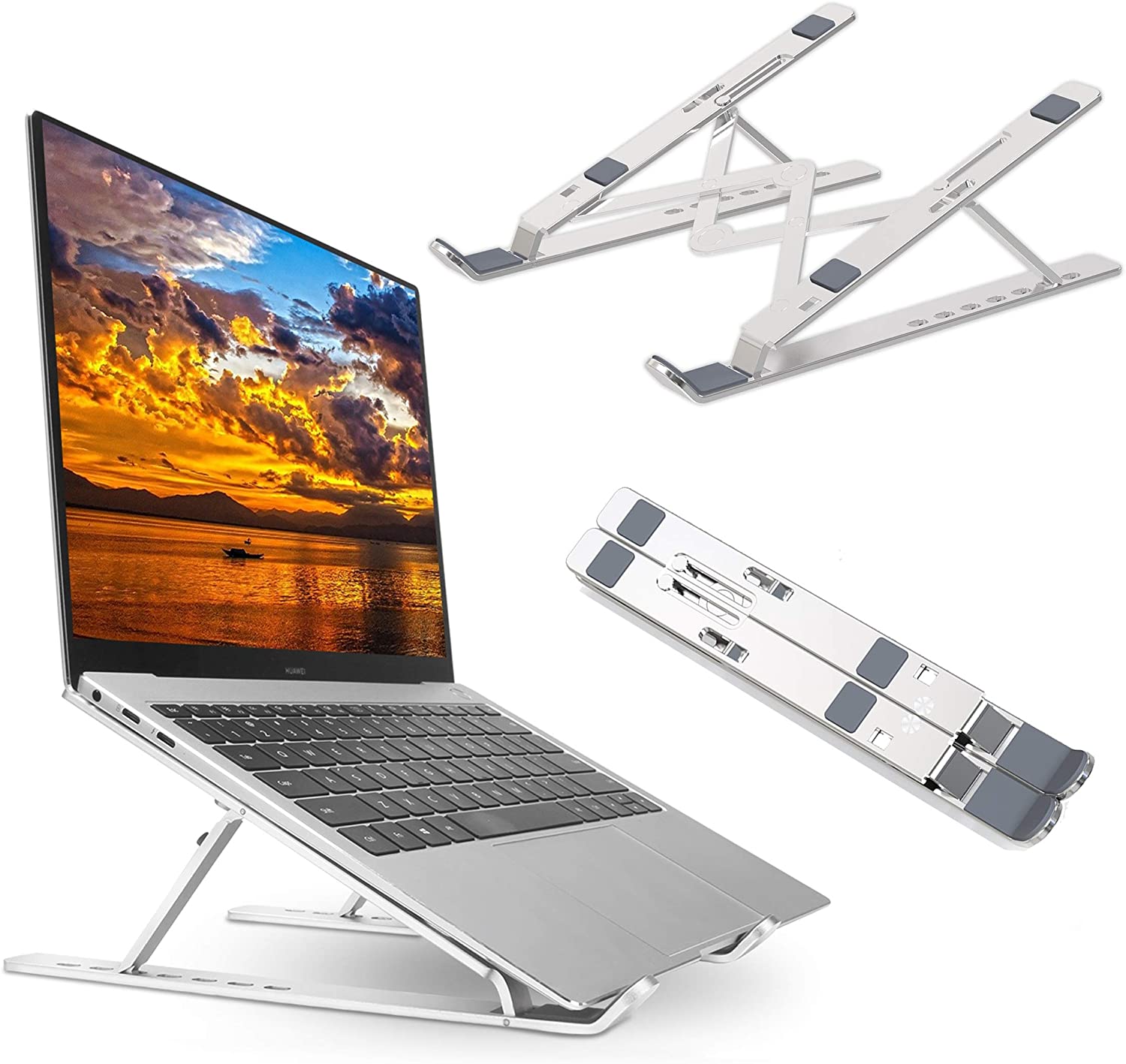 Adjustable Aluminum Foldable Portable Laptop Stand (Silver)