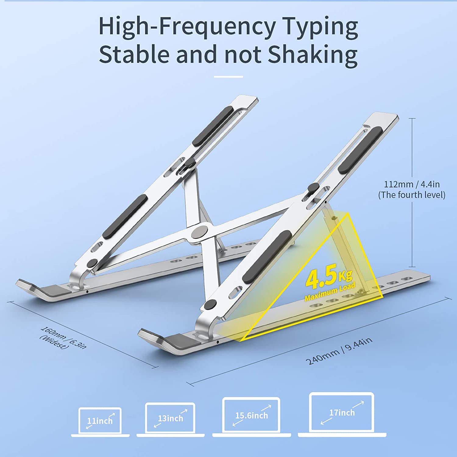 Adjustable Aluminum Foldable Portable Laptop Stand (Silver)