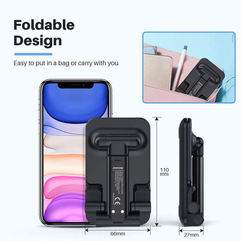 Adjustable Aluminum Foldable Mobile Phone & Tablet Stand (Black)