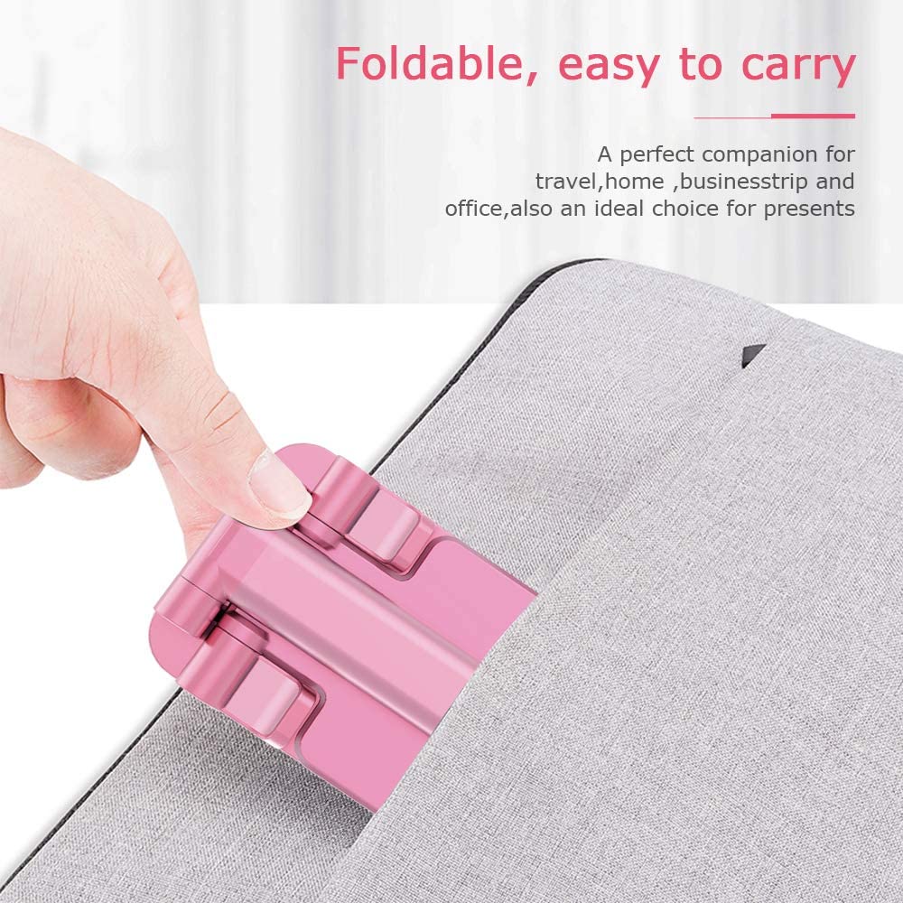 Adjustable Aluminium Foldable Mobile Phone & Tablet Stand (Pink)