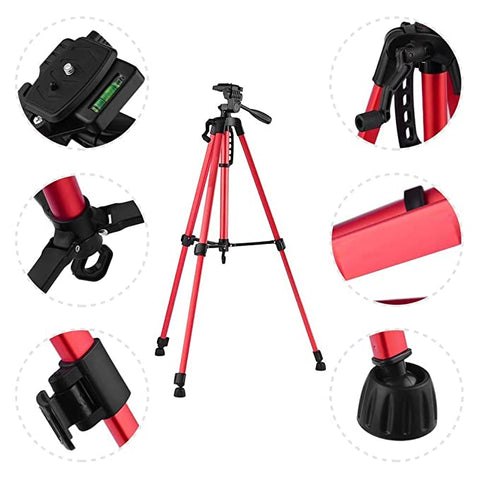 55-Inch Aluminum Tripod Stand with Clip (Red)