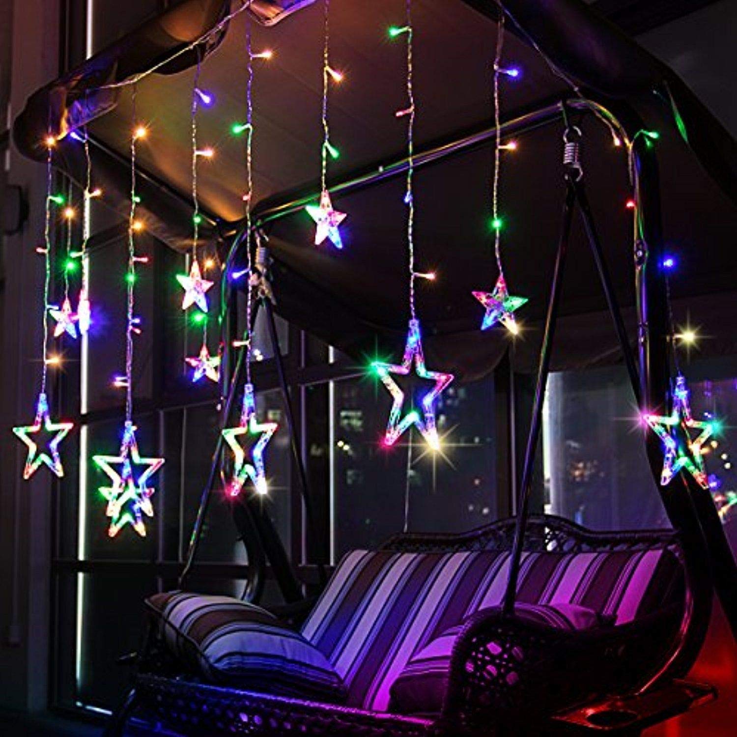 12 RGB Stars String Lights Curtains Light Led (Multicolor)