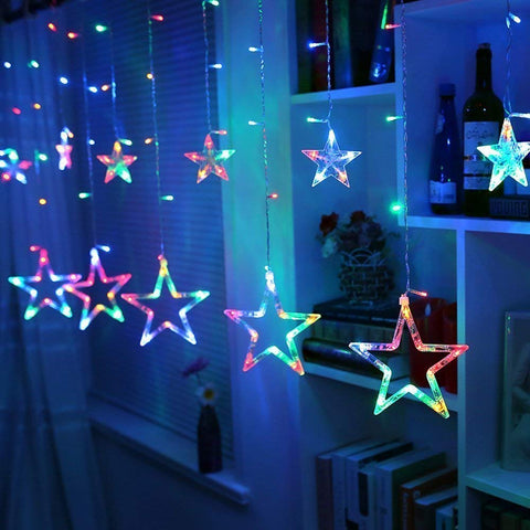 12 RGB Stars String Lights Curtains Light Led (Multicolor)