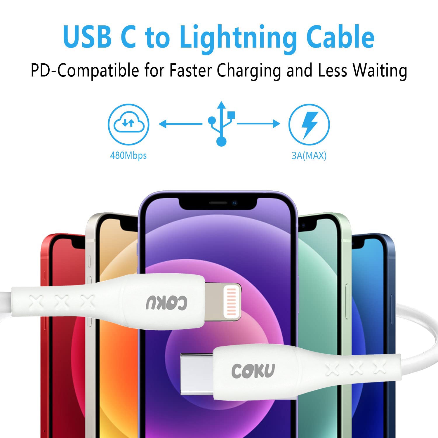 Fast Charging Lightning to Type C Cable (1 Meters) – White