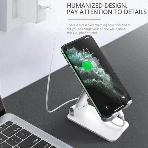 Adjustable Aluminium Foldable  Mobile Phone & Tablet Stand (White)